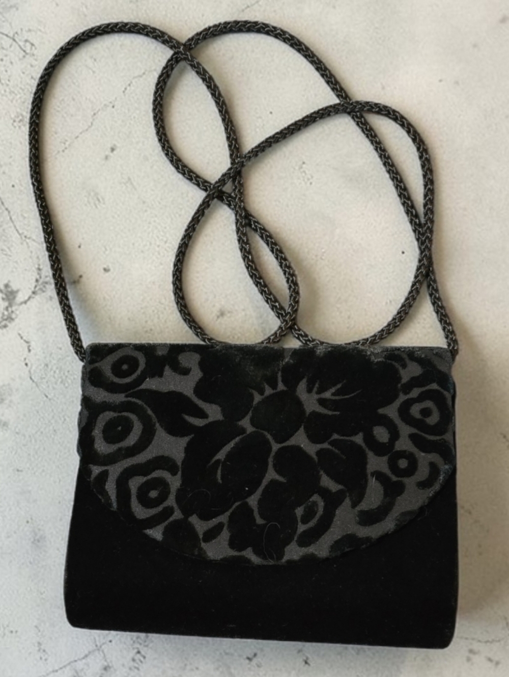 💥Vintage Floral Black Velvet Evening Clutch Purse